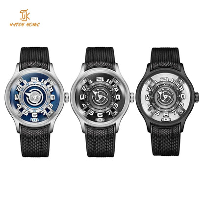 Unique Dome Mechanical Automatic Wandering Watches Bule 41mm