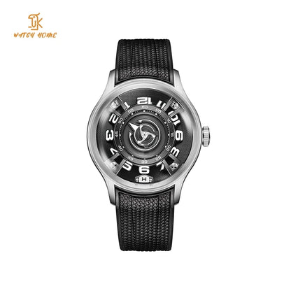Unique Dome Mechanical Automatic Wandering Watches Bule 41mm