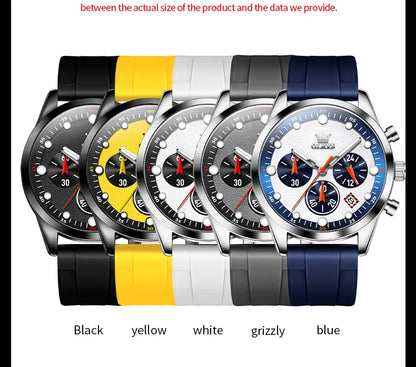 OLEVS 5602 Men Watch Silicone Strap Luxury Quartz Watch Classic HD Waterproof Luminous Chronograph TOP Business Dress Men Watch