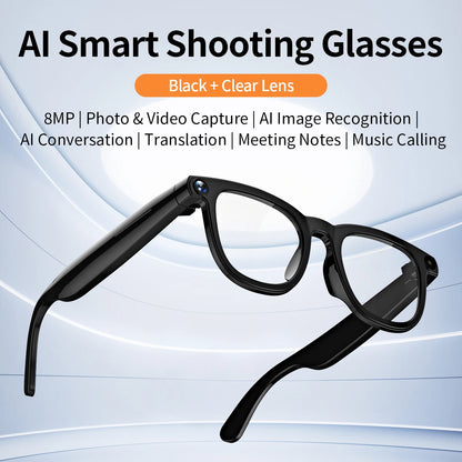 AI Smart Glasses V3 with 8MP Camera & ChatGPT. Features Bluetooth Call, Voice Wake-Up, Video Record & Music Play