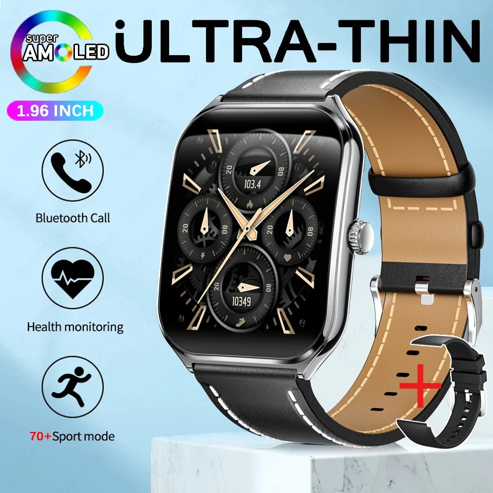 2025 New 7.5MM Ultra Thin Smart Watch Men 1.96"AMOLED Screen
