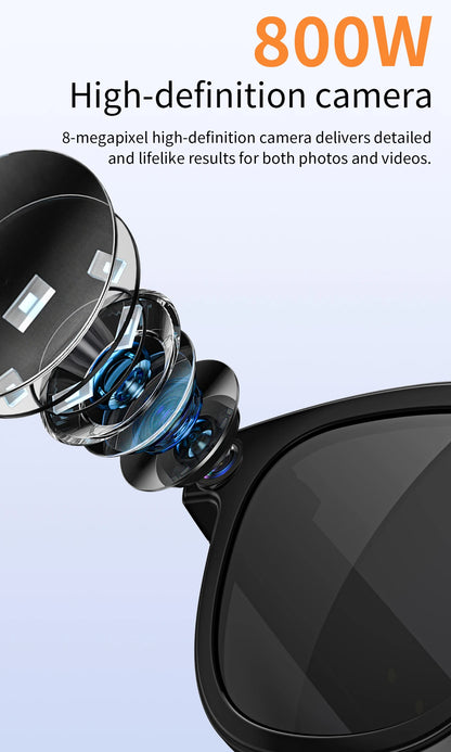 AI Smart Glasses V3 with 8MP Camera & ChatGPT. Features Bluetooth Call, Voice Wake-Up, Video Record & Music Play