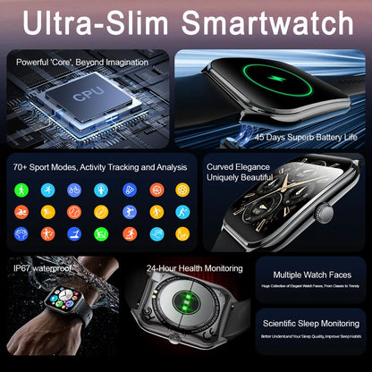 2025 New 7.5MM Ultra Thin Smart Watch Men 1.96"AMOLED Screen
