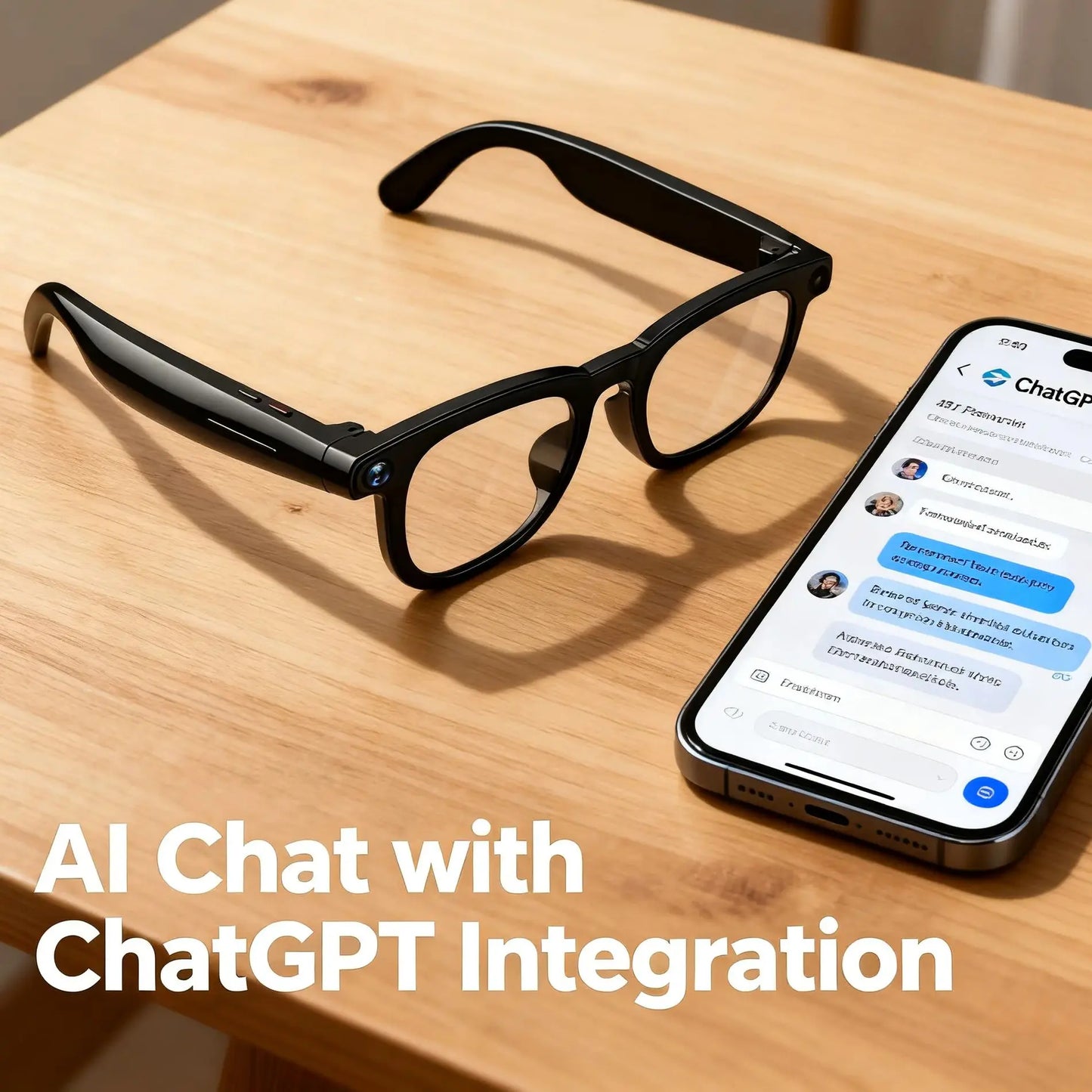 AI Smart Glasses V3 with 8MP Camera & ChatGPT. Features Bluetooth Call, Voice Wake-Up, Video Record & Music Play