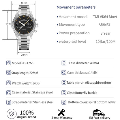 PAGANI DESIGN Mens Retro Moon Watches 2023 Top Brand Luxury Quartz Watch For Men Chronograph AR Sapphire Glass Waterproof Sports