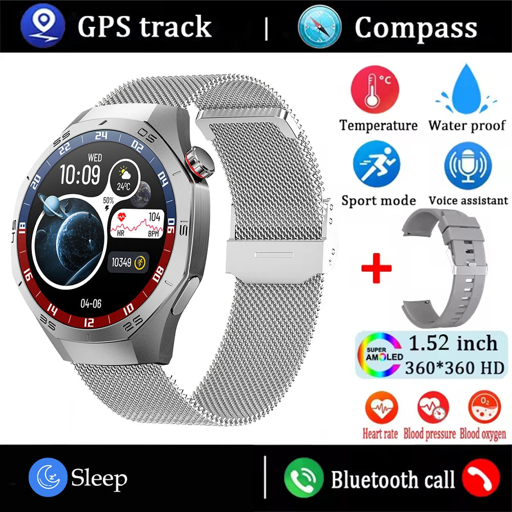 Android and ios Smart Watch Men AMOLED Screen GPS Motion