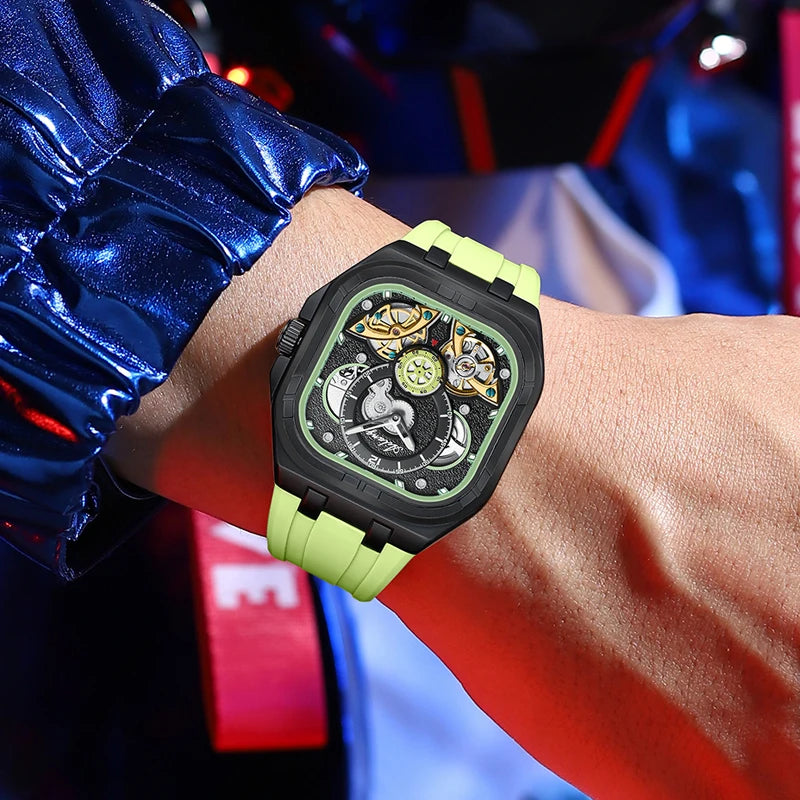 Automatic Mechanical Waterproof Luxury Man Watch Rubber Strap Men's Watches