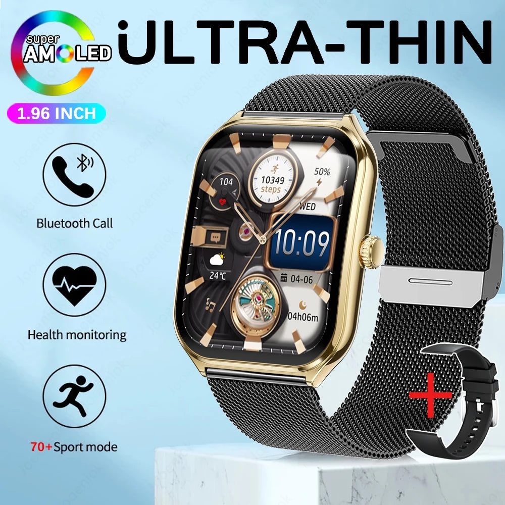2025 New 7.5MM Ultra Thin Smart Watch Men 1.96"AMOLED Screen