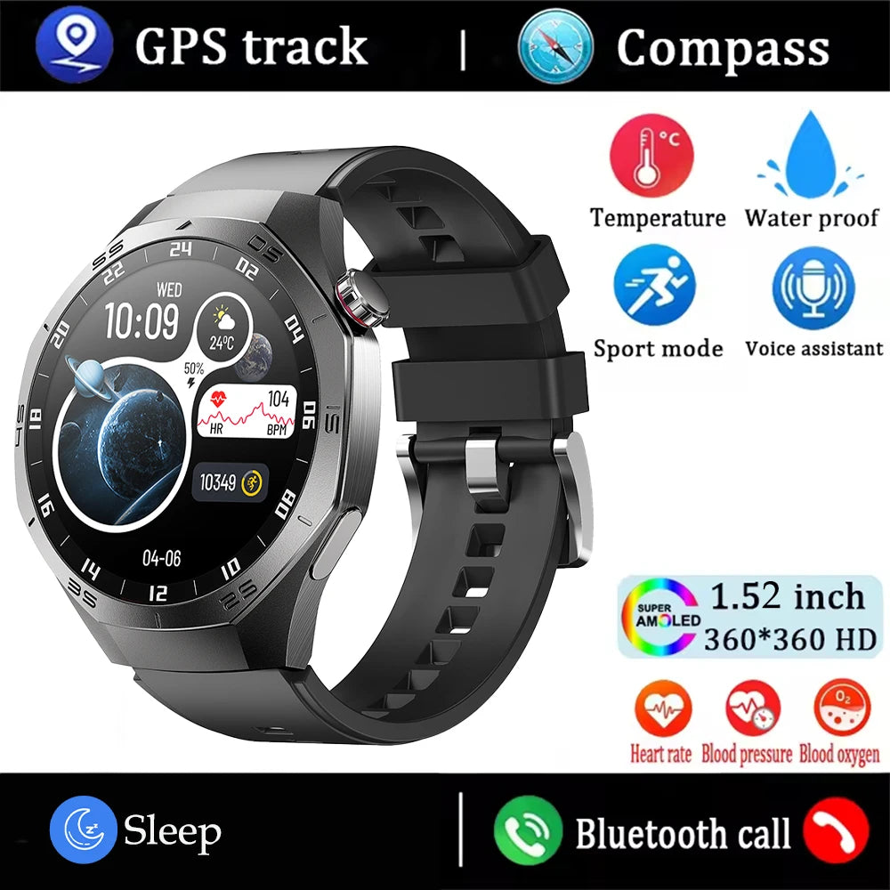 Android and ios Smart Watch Men AMOLED Screen GPS Motion