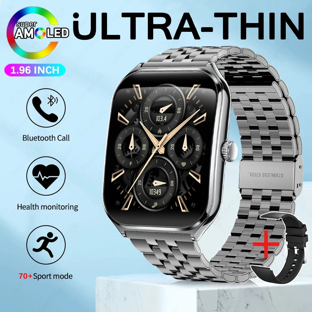 2025 New 7.5MM Ultra Thin Smart Watch Men 1.96"AMOLED Screen