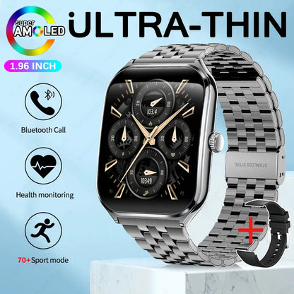 2025 New 7.5MM Ultra Thin Smart Watch Men 1.96"AMOLED Screen
