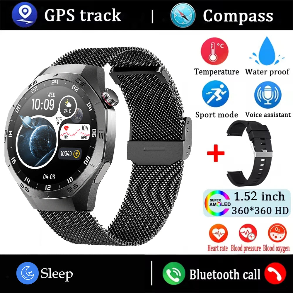 Android and ios Smart Watch Men AMOLED Screen GPS Motion