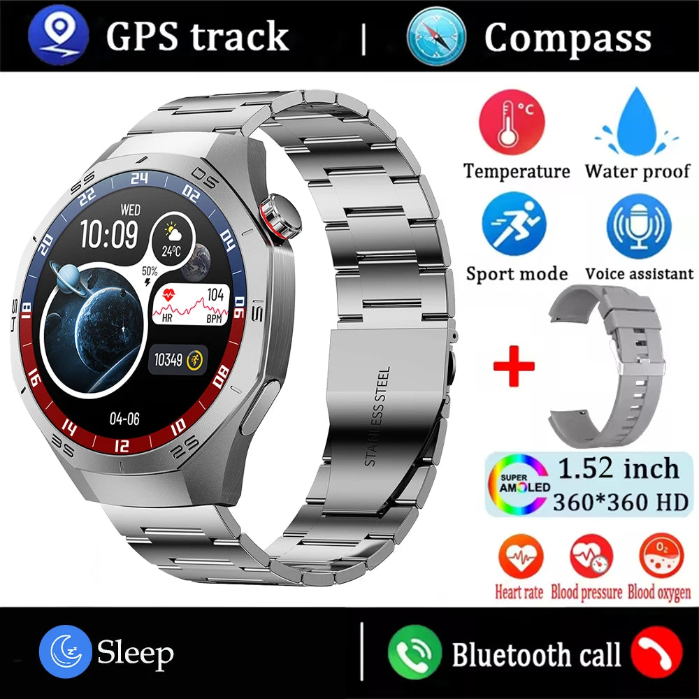 Android and ios Smart Watch Men AMOLED Screen GPS Motion