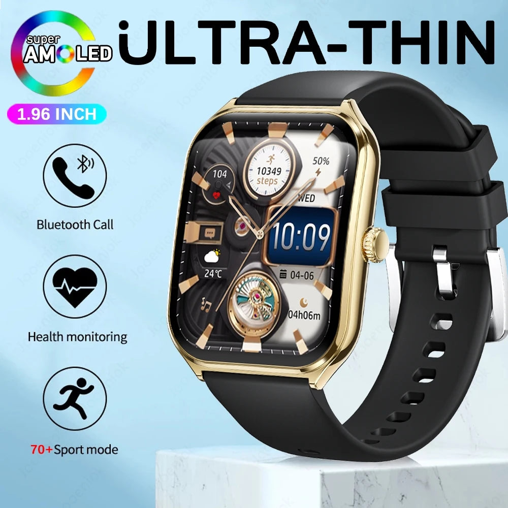 2025 New 7.5MM Ultra Thin Smart Watch Men 1.96"AMOLED Screen