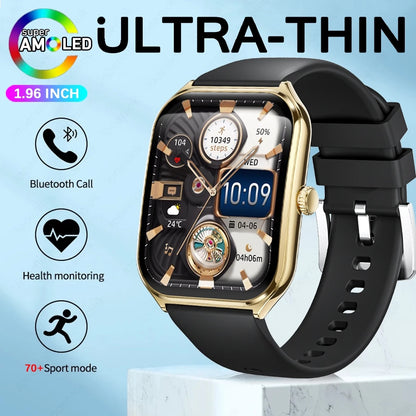 2025 New 7.5MM Ultra Thin Smart Watch Men 1.96"AMOLED Screen