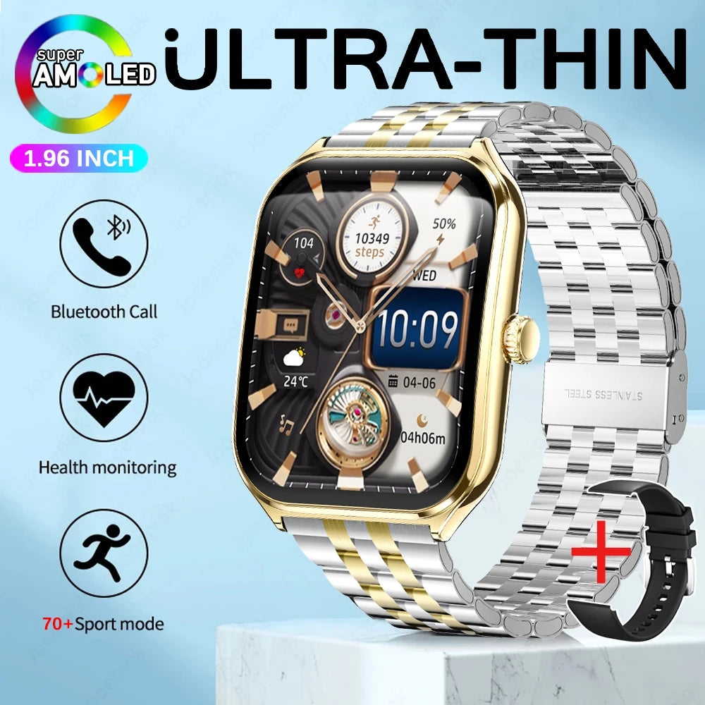 2025 New 7.5MM Ultra Thin Smart Watch Men 1.96"AMOLED Screen