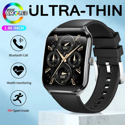 2025 New 7.5MM Ultra Thin Smart Watch Men 1.96"AMOLED Screen