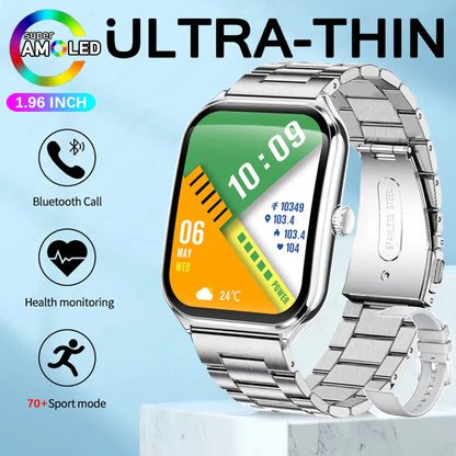 2025 New 7.5MM Ultra Thin Smart Watch Men 1.96"AMOLED Screen