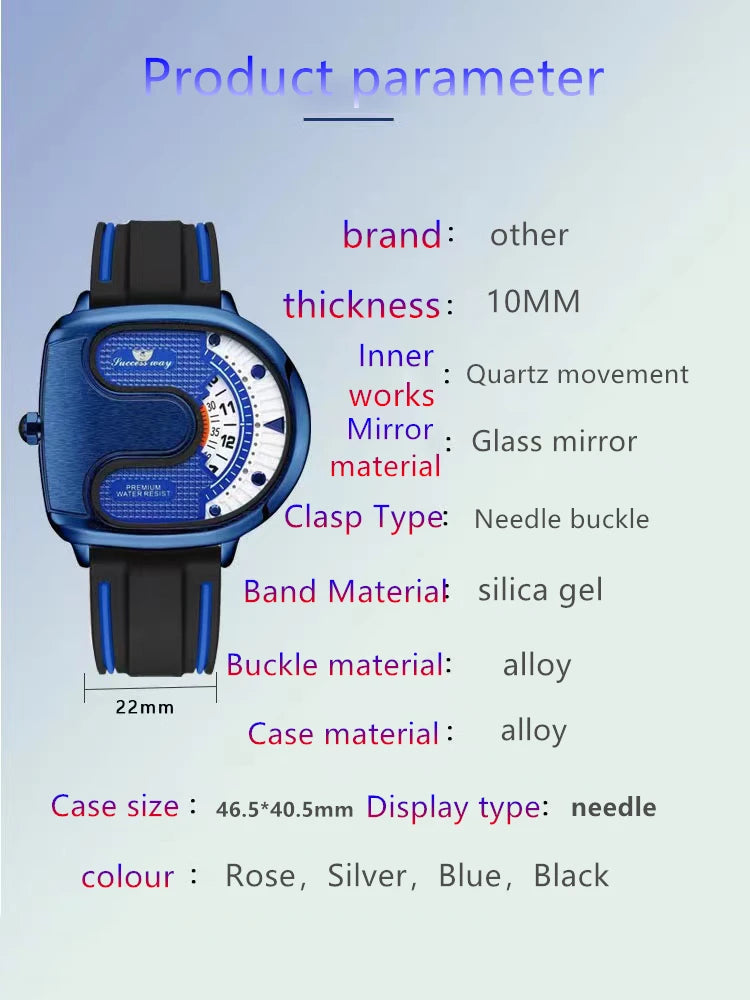 Creative U-Shape Dial Men’s Watch – Luxury Style Quartz Timepiece